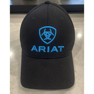 Ariat Men's Hat Baseball Cap Size S-M Flex Fitted Black Logo Cowboy Western